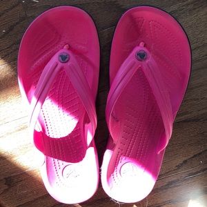 Pink crocs flip flops